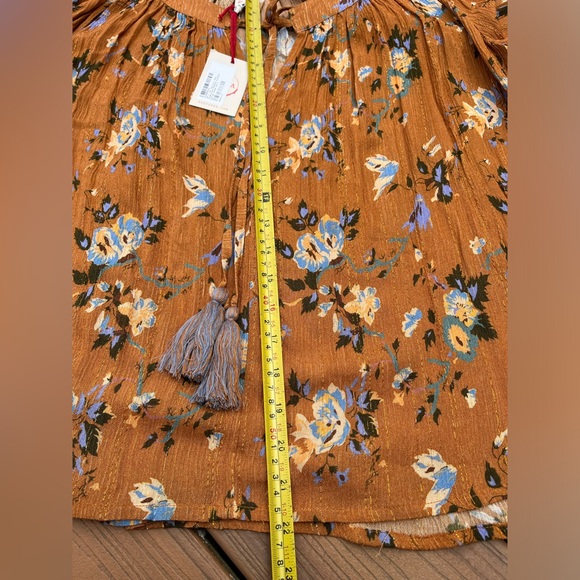 NWT RAGA Morning Glories Floral long sleeve blouse, brown / multi, size Small - Picture 11 of 11